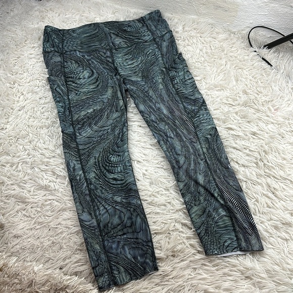 lululemon athletica Pants - Lululemon Fast and Free High Rise Crop 23" Dimensional Icing Blue Multi